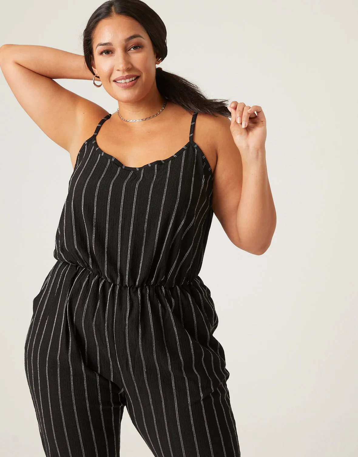 Plus Size Striped Tank Jumpsuit