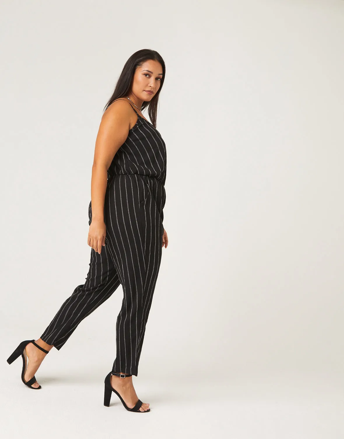 Plus Size Striped Tank Jumpsuit