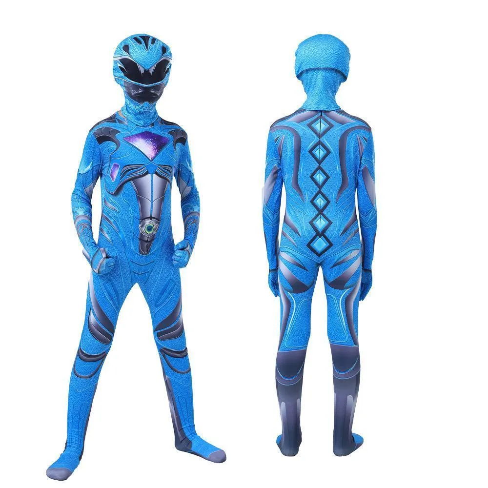 Power Rangers Cosplay Costume Dinosaur Suit Halloween Superhero Jumpsuit Outfit Dress Up For Kids Adult