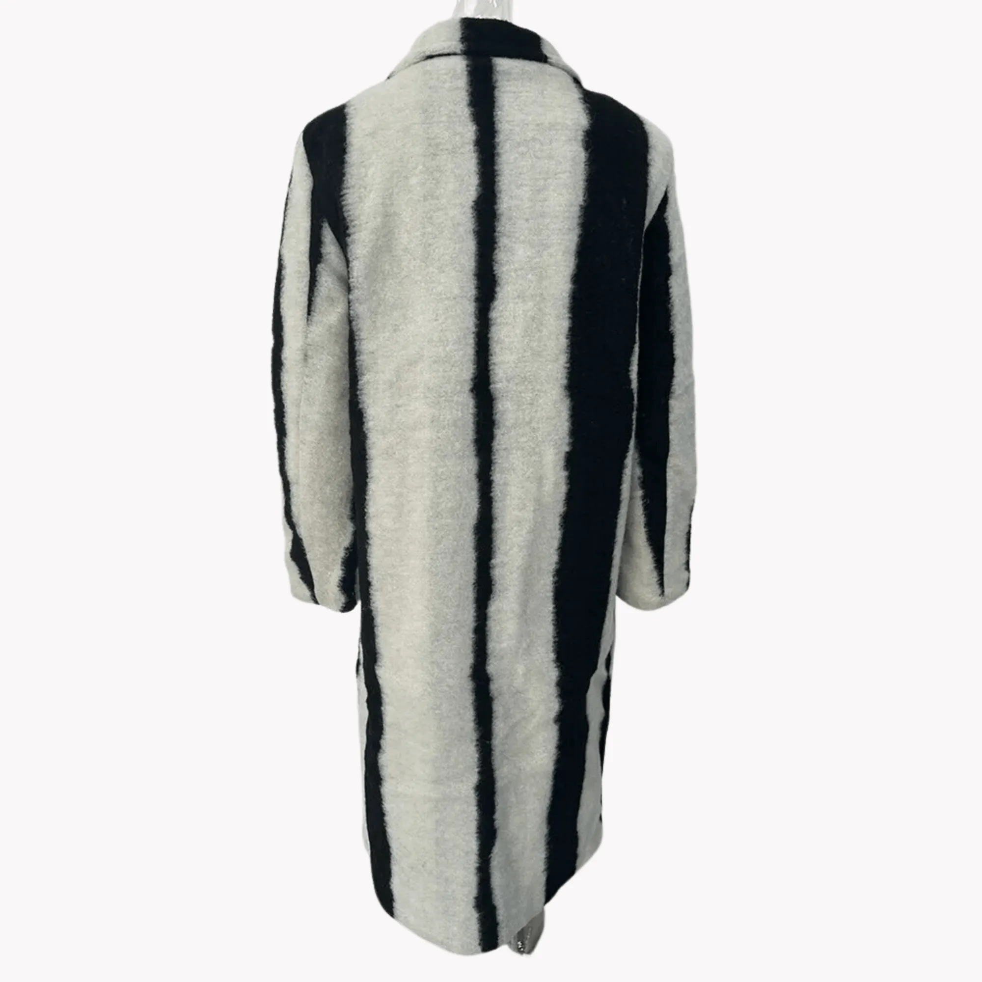 Pre Order:  Black and White Stripes Woolen Coat