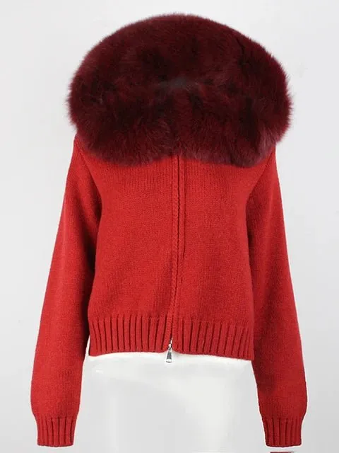 Pre Order:  Fox Fur Collar Knit Sweater