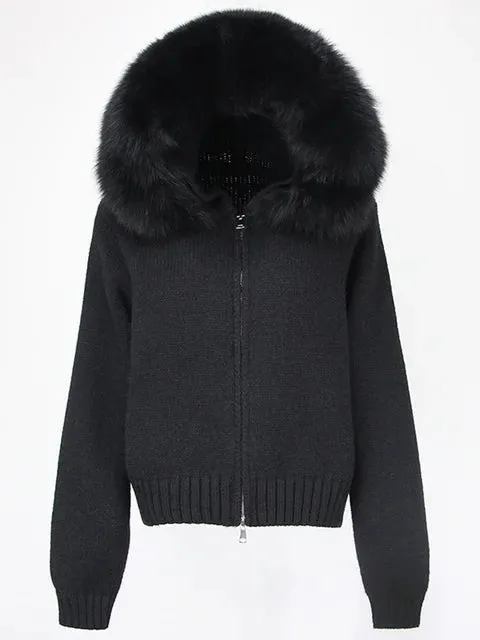 Pre Order:  Fox Fur Collar Knit Sweater