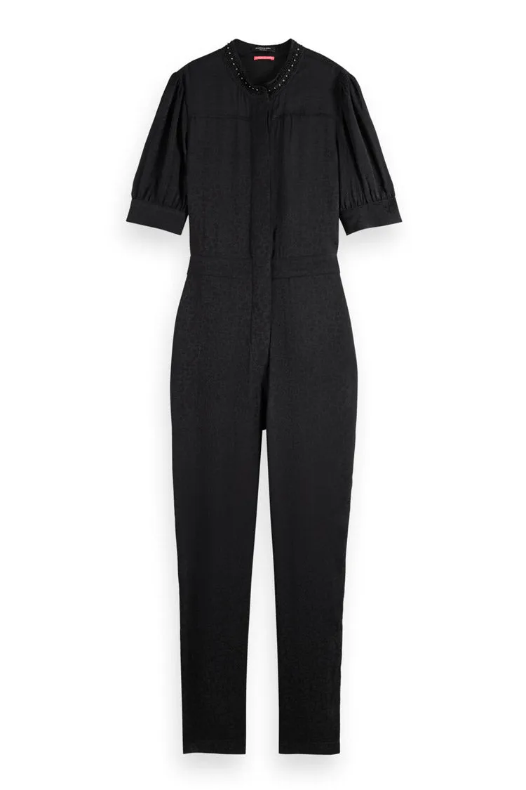 Printed Jumpsuit in Evening Black