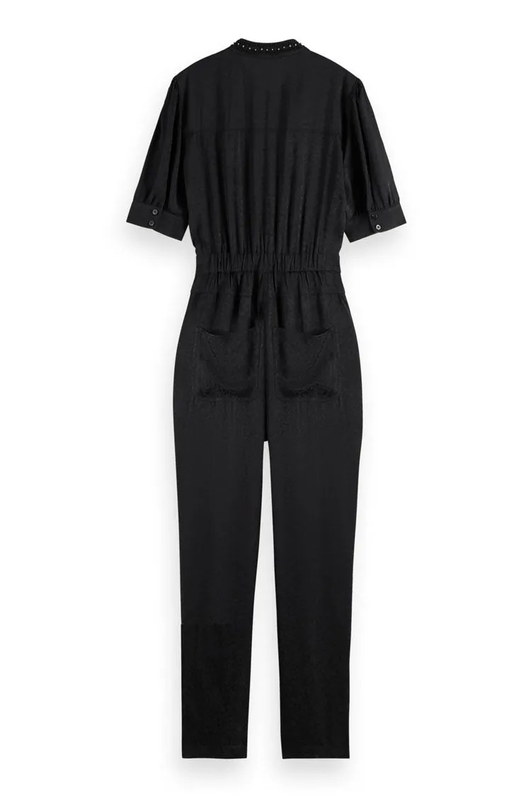 Printed Jumpsuit in Evening Black