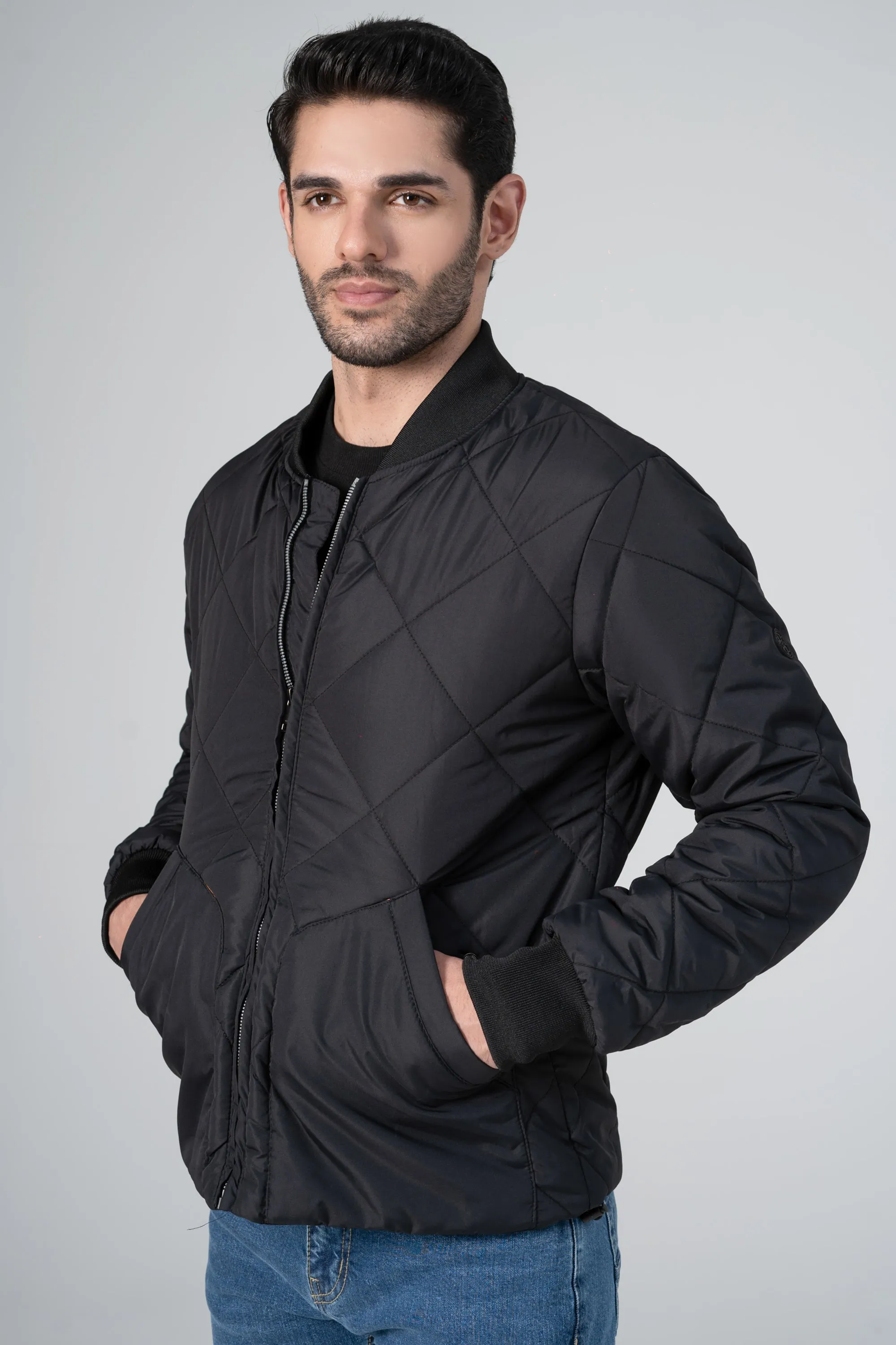 QUILTED BOMBER JACKET BLACK