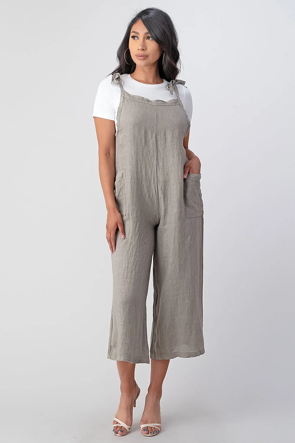 Raw Moda Sides Adjustable Linen Romper