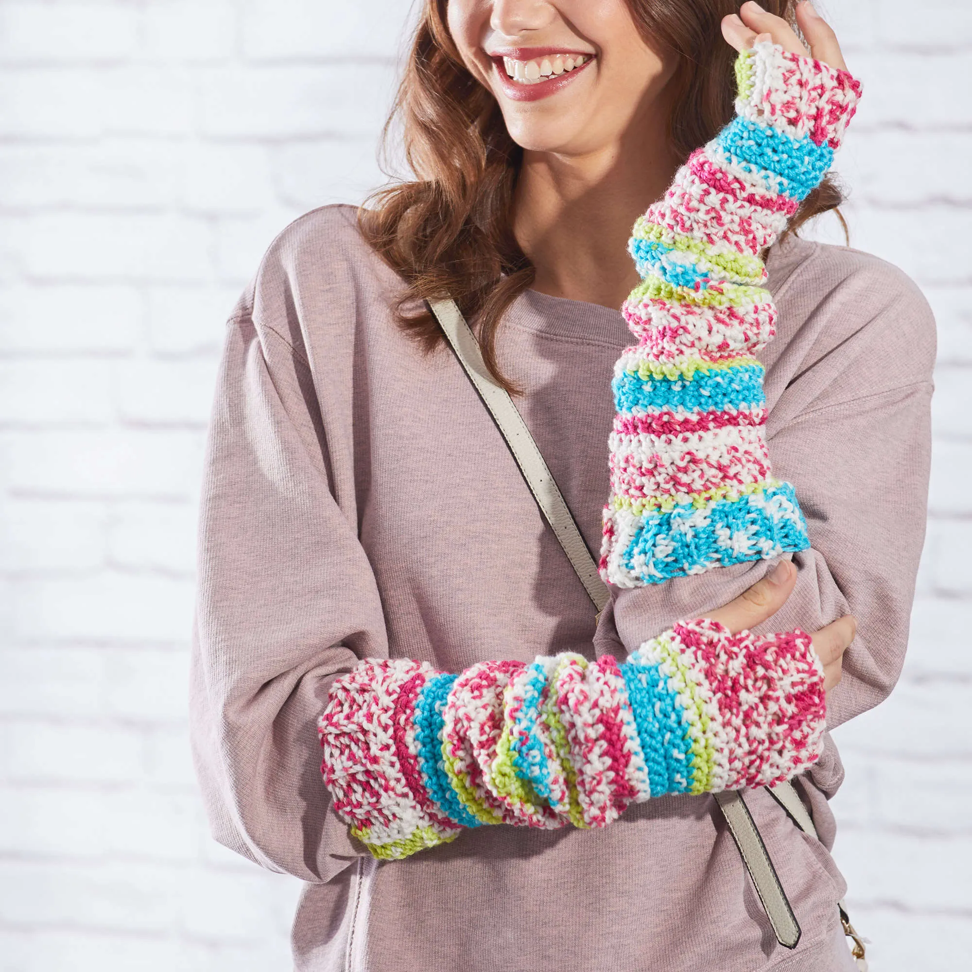 Red Heart Crochet Fair Isle Arm Warmers