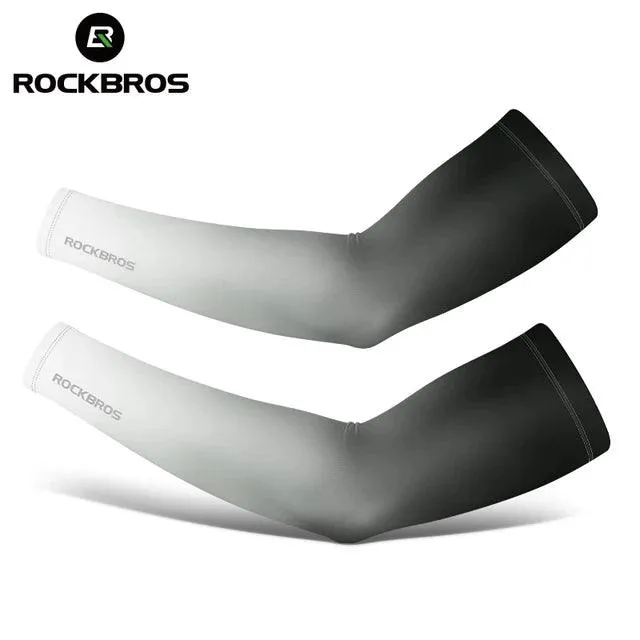 ROCKBROS  Arm Sleeve Breathable Quick Dry UV Protection Cycling Sport Sleeve Ice Fabric Sunscreen Sports Wear Fitness Arm Sleeve