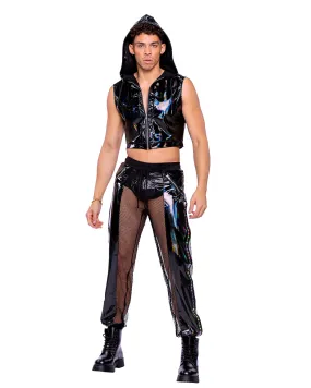 Roma Mens Rave Festival Pride Vinyl & Fishnet Light-Up Joggers