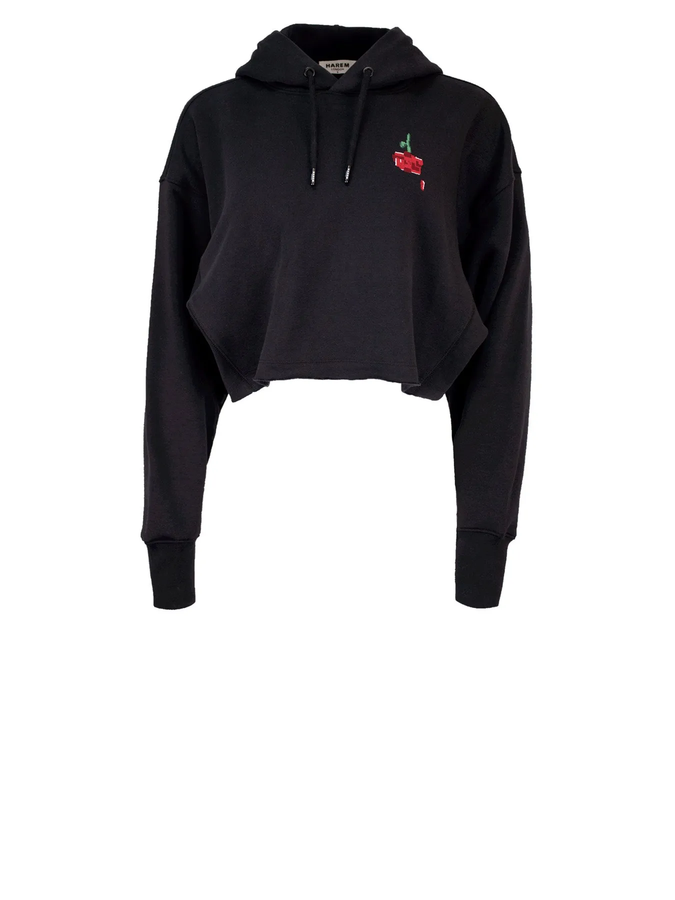 Rose Organic Cotton Cropped Hoodie, Black