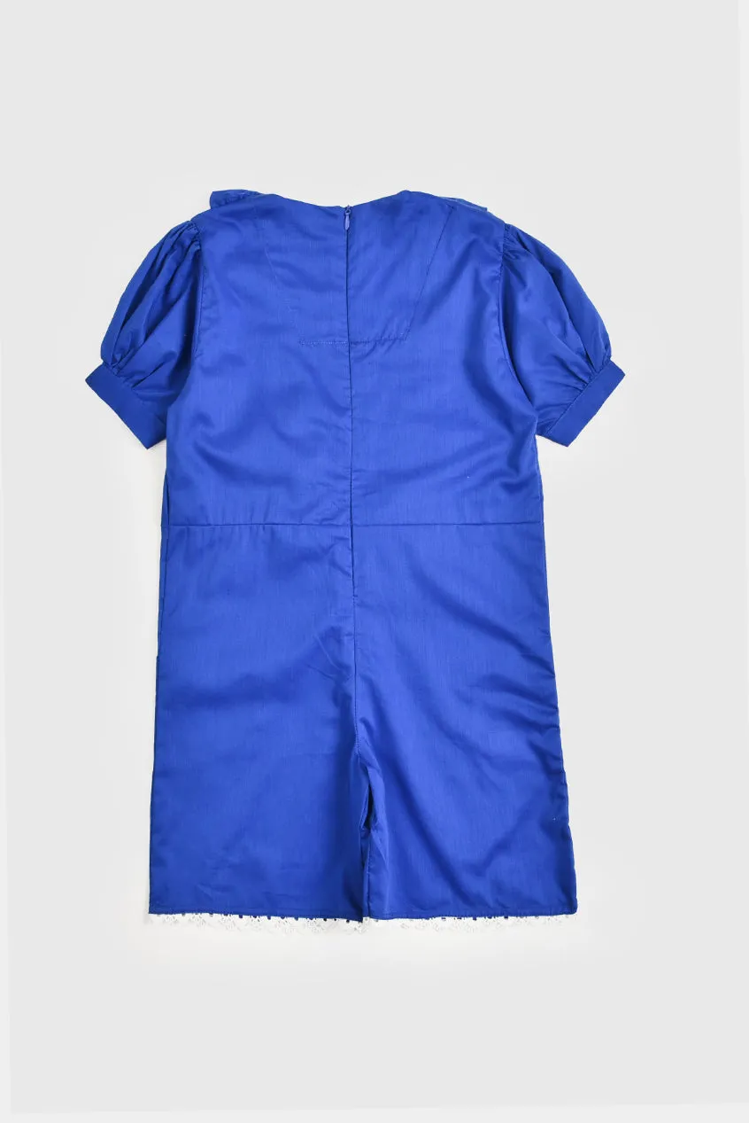 Royal Blue Ruffled Cotton Jumpsuit