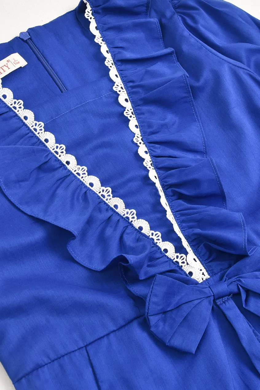 Royal Blue Ruffled Cotton Jumpsuit