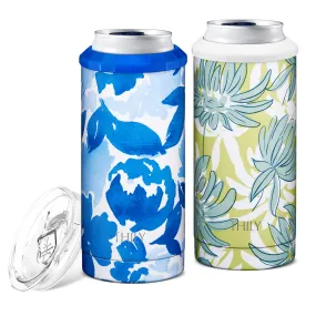 Skinny Can Cooler for Slim Beer & Hard Seltzer - 2 Pack(Blue Maple   Chrysanthemum)