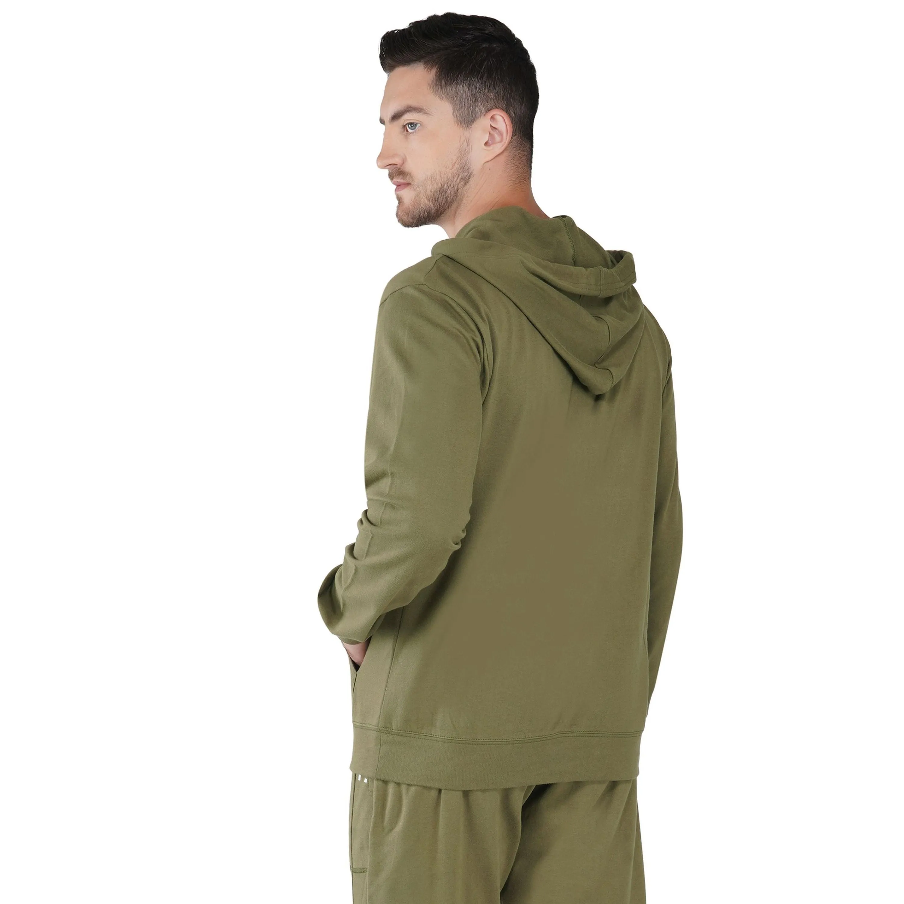 SLAY. Men's Printed Olive Green Hoodie with Kangaroo Pocket