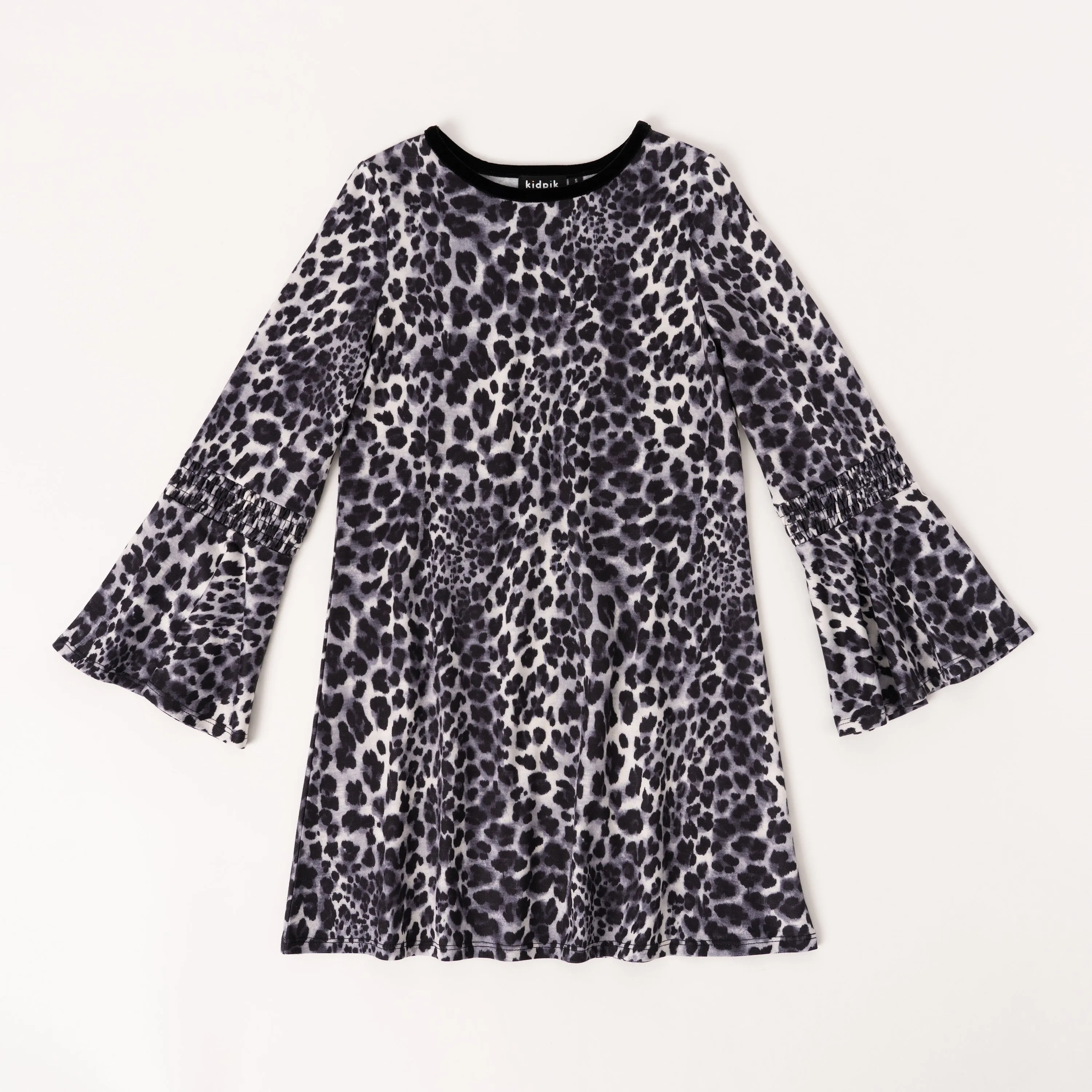 Snow Leopard Bell Sleeve Dress