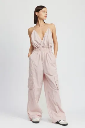 Spaghetti strap cargo jumpsuit