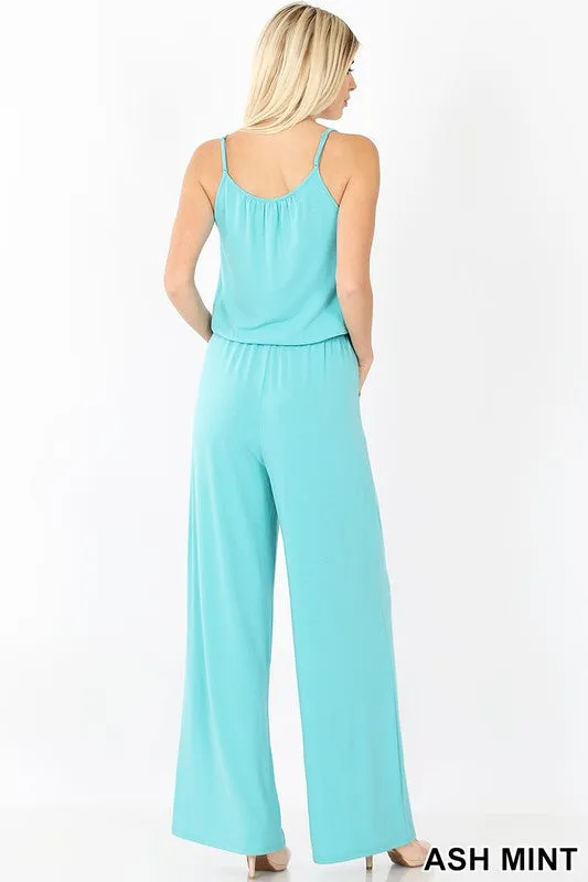 Spaghetti Strap Jumpsuit with Pockets