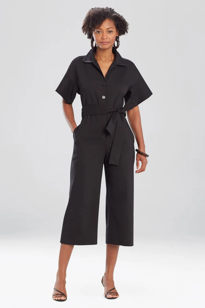 Stretch Cotton Blend Crop Jumpsuit