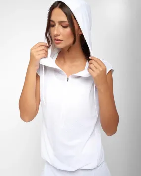 Sweat à capuche blanc sans manche YUJLAB