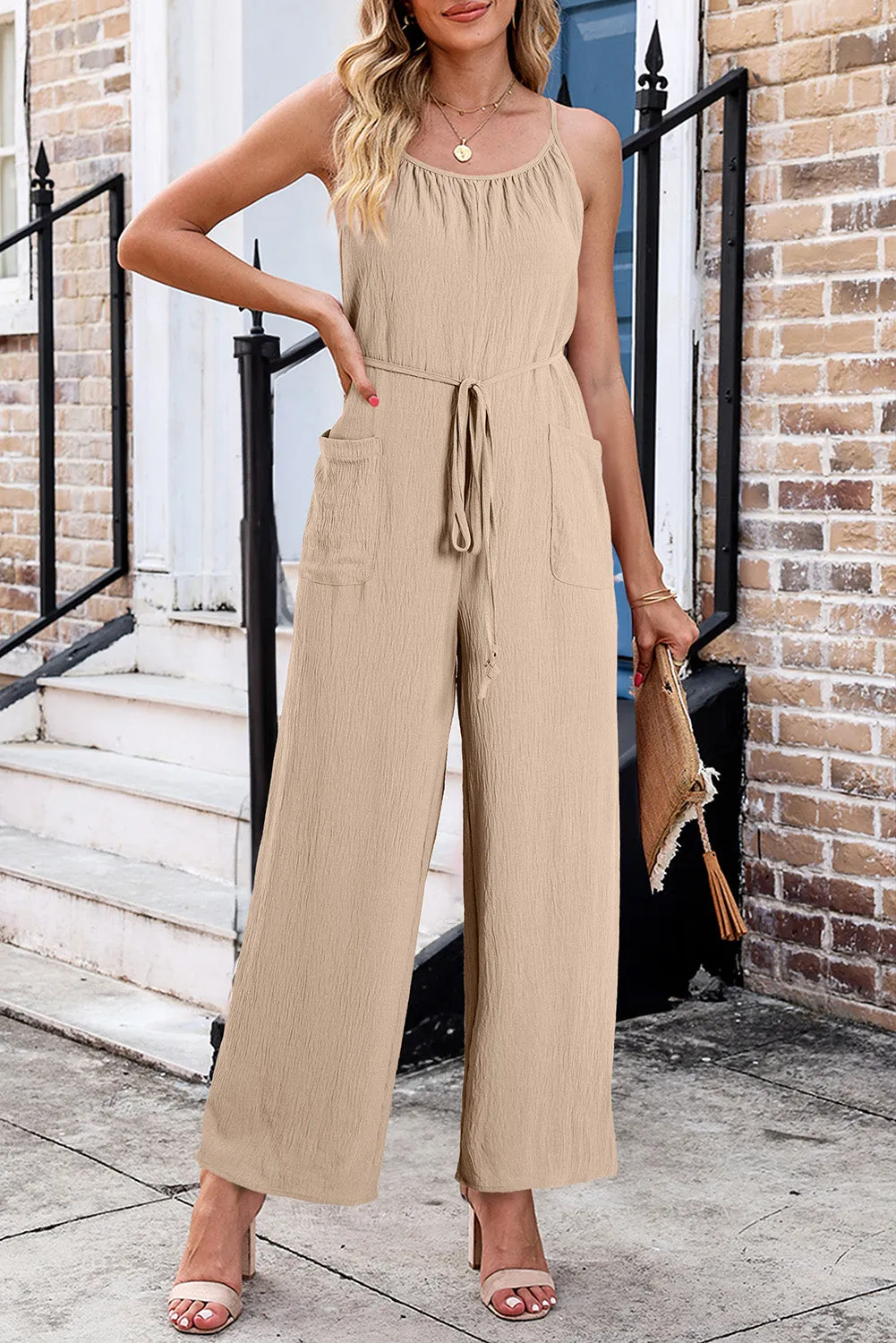 TEEK - Scoop Neck Spaghetti Strap Jumpsuit