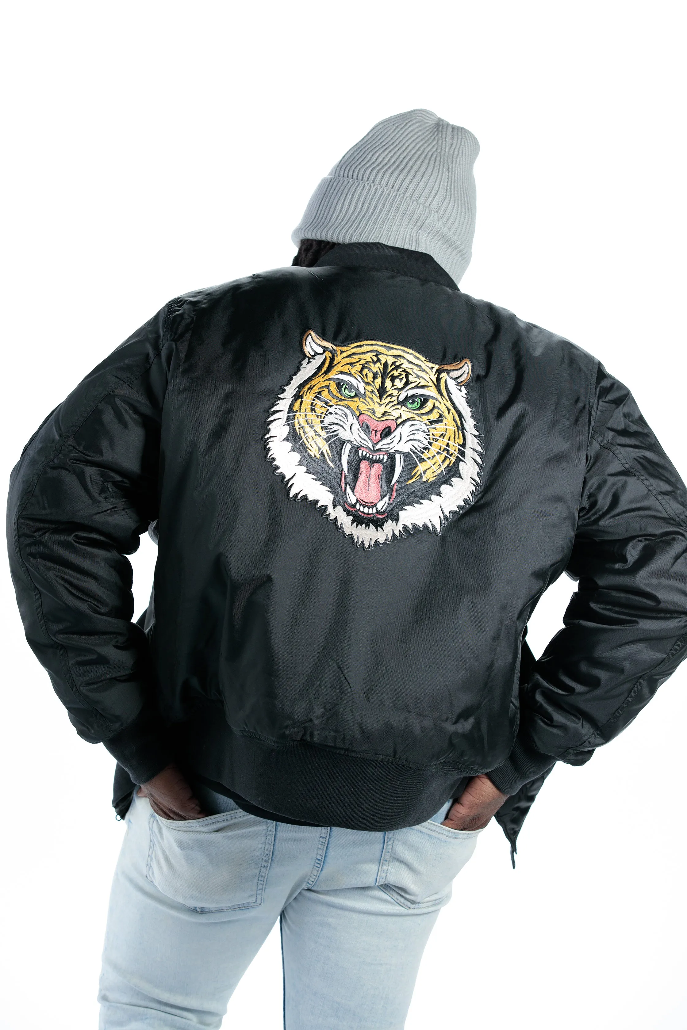 TEKKEN - 'Mishima Tiger' Embroidered Bomber Jacket - Black