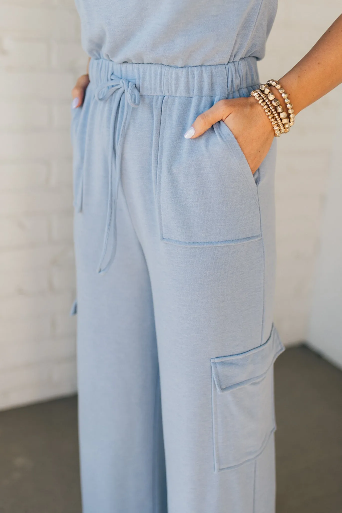 Terry Knit Cargo Jumpsuit