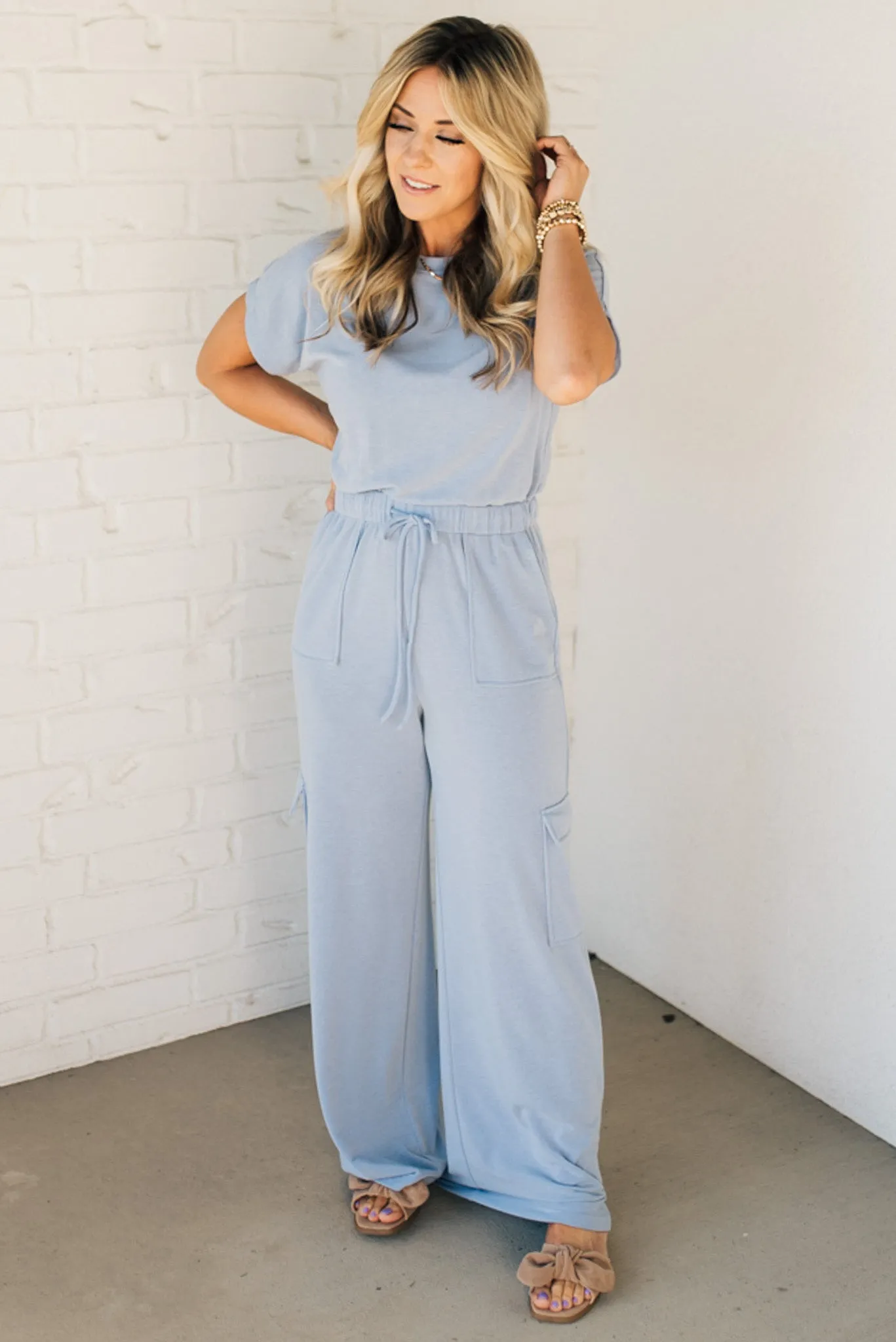 Terry Knit Cargo Jumpsuit