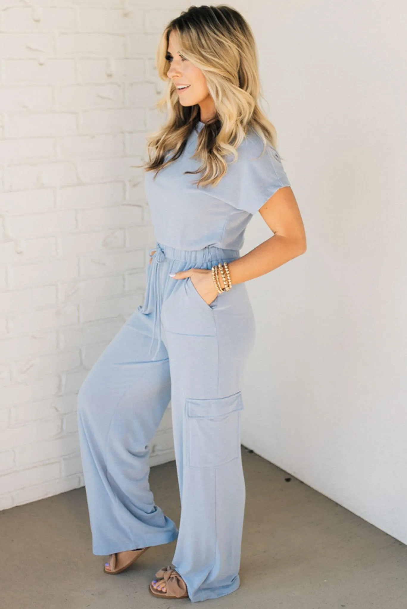 Terry Knit Cargo Jumpsuit