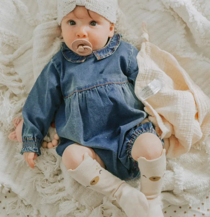 The Puffy Denim One-Piece Romper - BABY