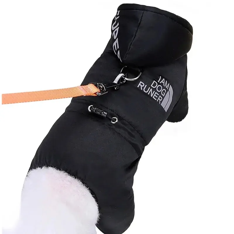 Thick Warm Winter Dog Jumpsuit with Waterproof Hoodie