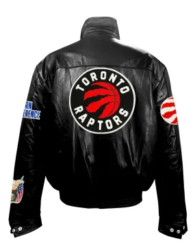 TORONTO RAPTORS FULL LEATHER PUFFER JACKET Black