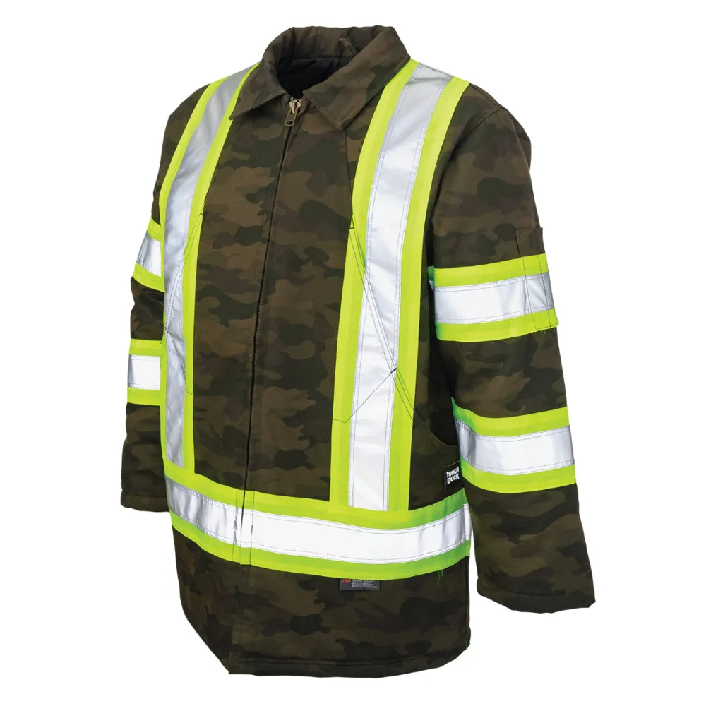 Tough Duck Camo Flex Safety Parka Jacket with Quick Release Hoodie - SJ34