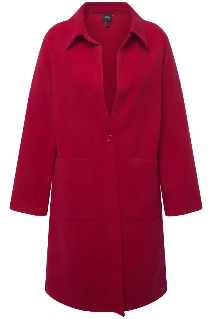 Ulla Popken Brushed Wool Coat in Red