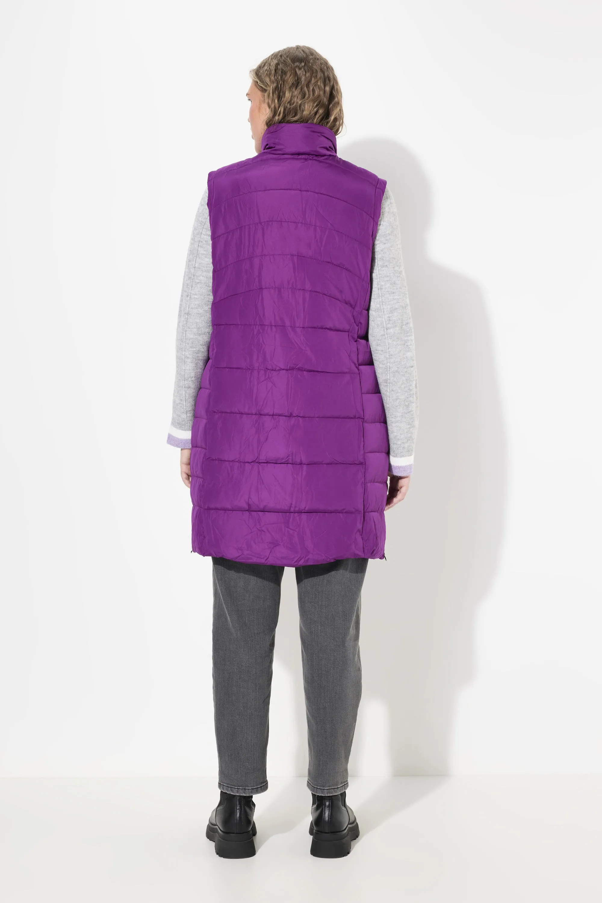 Ulla Popken Quilted Gilet in Purple