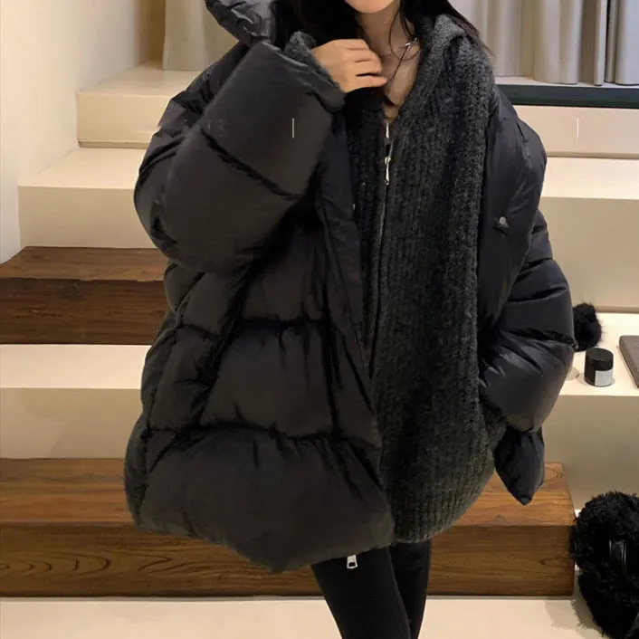 Uniwim cold weather outfits Black Mid-Length Cotton-Padded Coat for Women Autumn and Winter 2024 Fashionable Loose Thick Warm Stand Collar Bread Coat