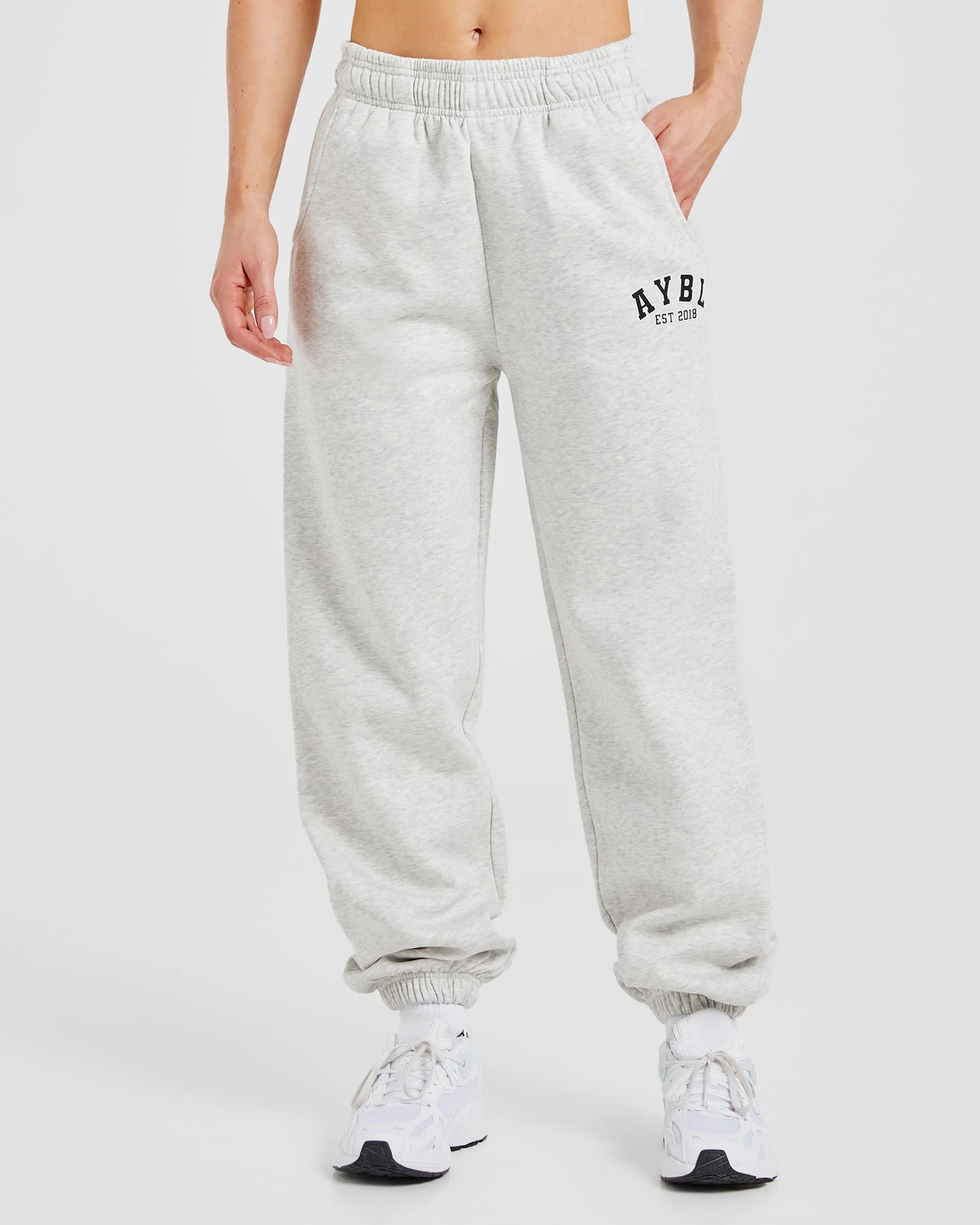 Varsity Graphic Oversized Joggers - Grey Marl