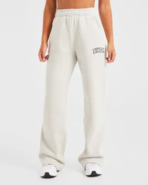 Varsity Oversized Straight Leg Joggers - Sand