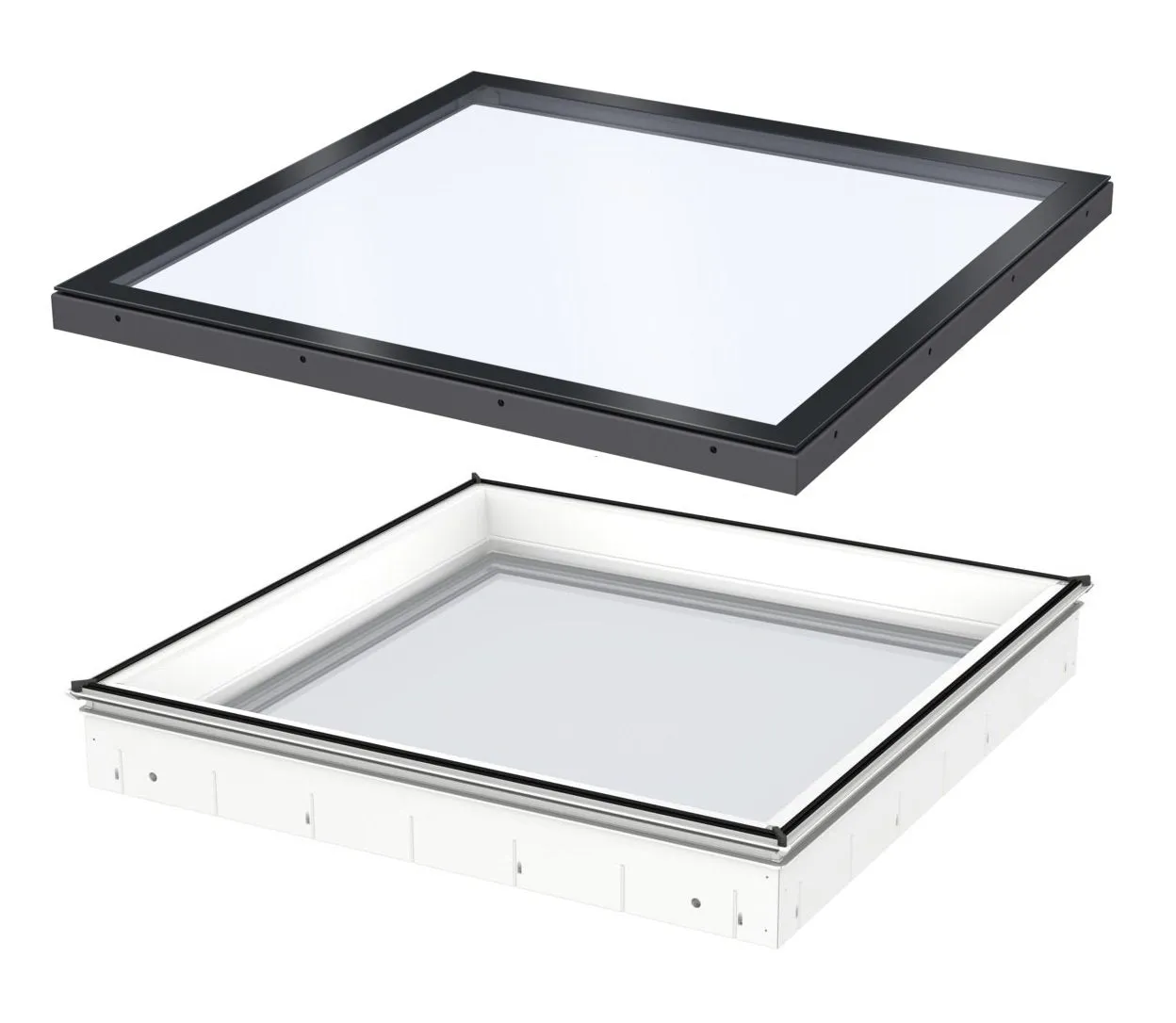 VELUX CFU 090060 S00M Fixed Flat Glass Rooflight Package 90  x 60 cm (Including CFU Double Glazed Base & ISU Flat Glass Top Cover)