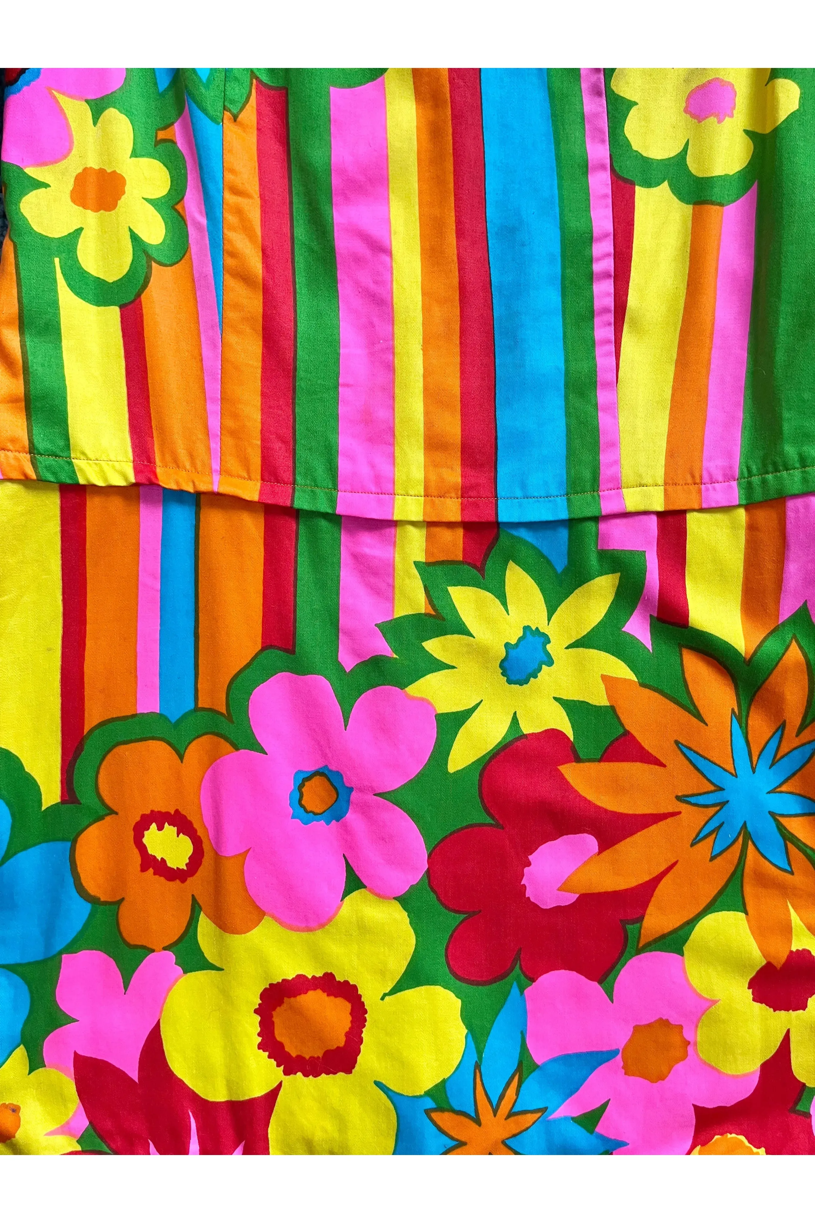 Vintage 60s RARE Rainbow Flower Power Romper/Mini