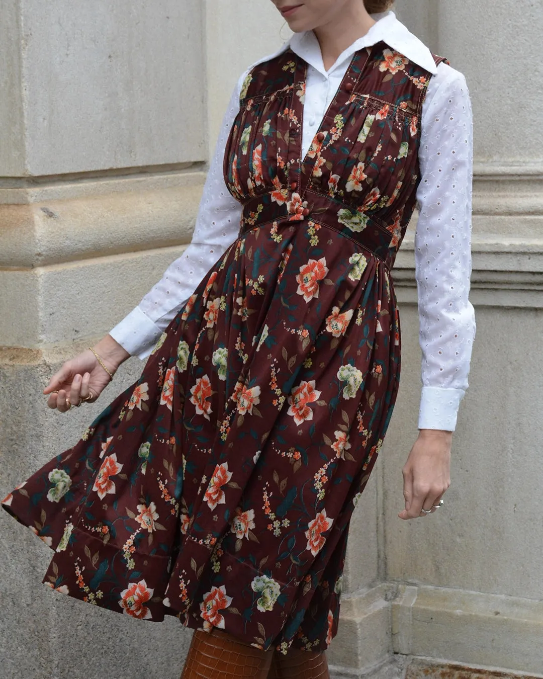 Vintage Autumnal Floral Slavic Folk Dress