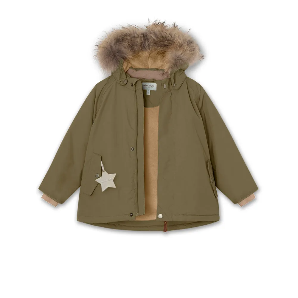 Wally Fleece Lined Winter Jacket Fur. GRS Capers Green