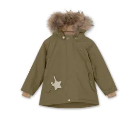 Wally Fleece Lined Winter Jacket Fur. GRS Capers Green