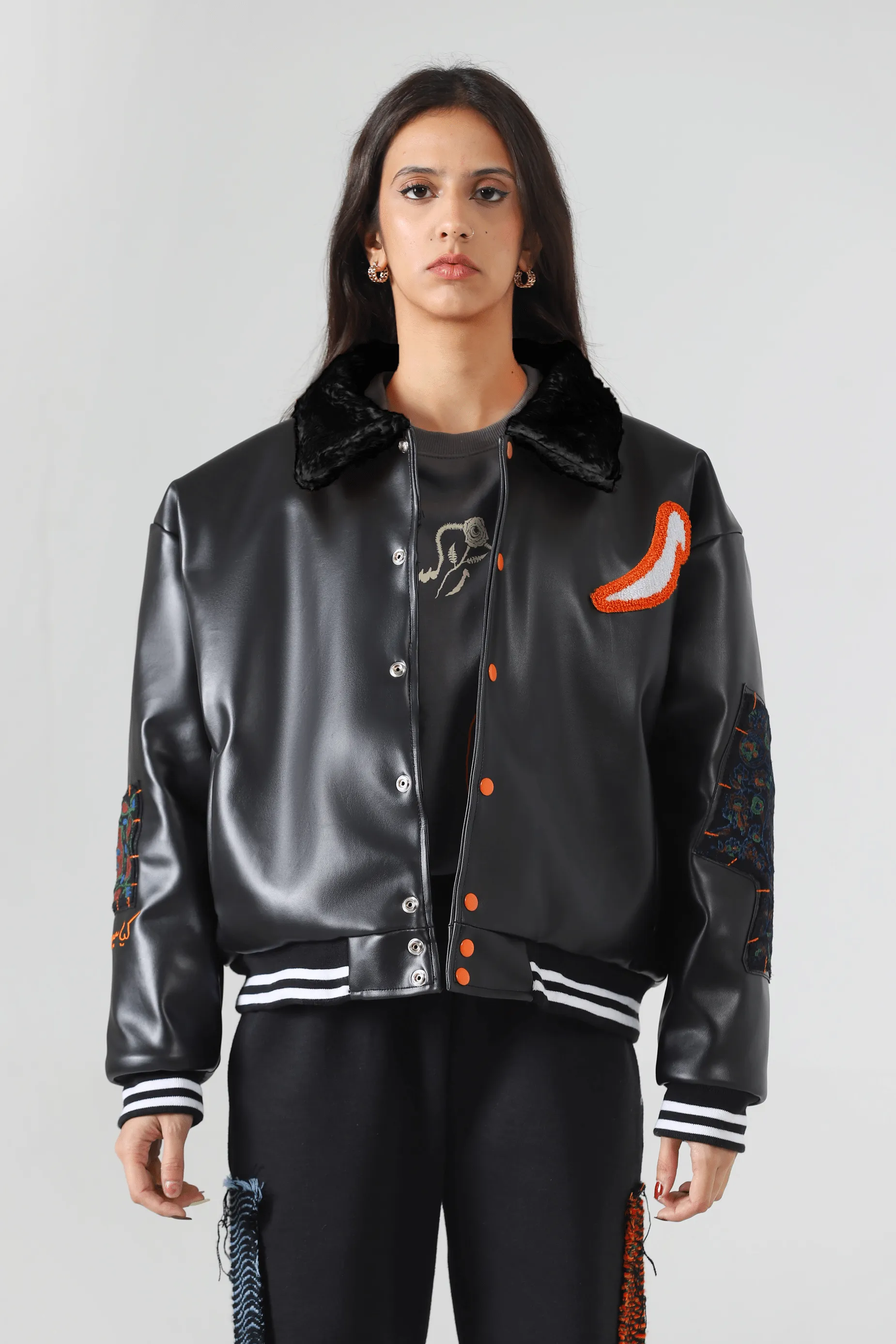 WAXED LEATHER BOMBER JACKET