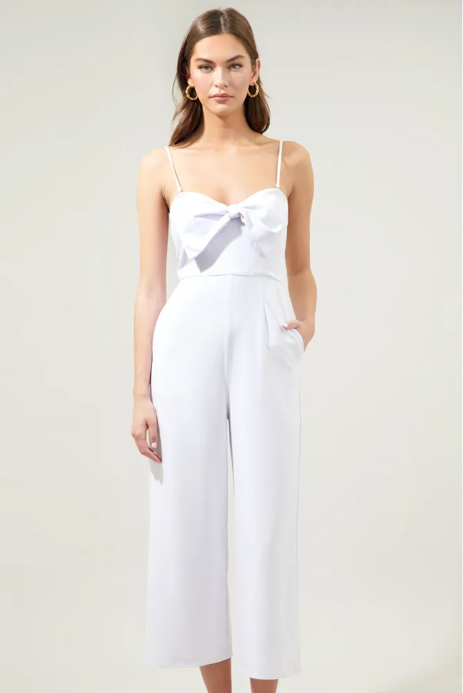 White Bow Tie Jumpsuit