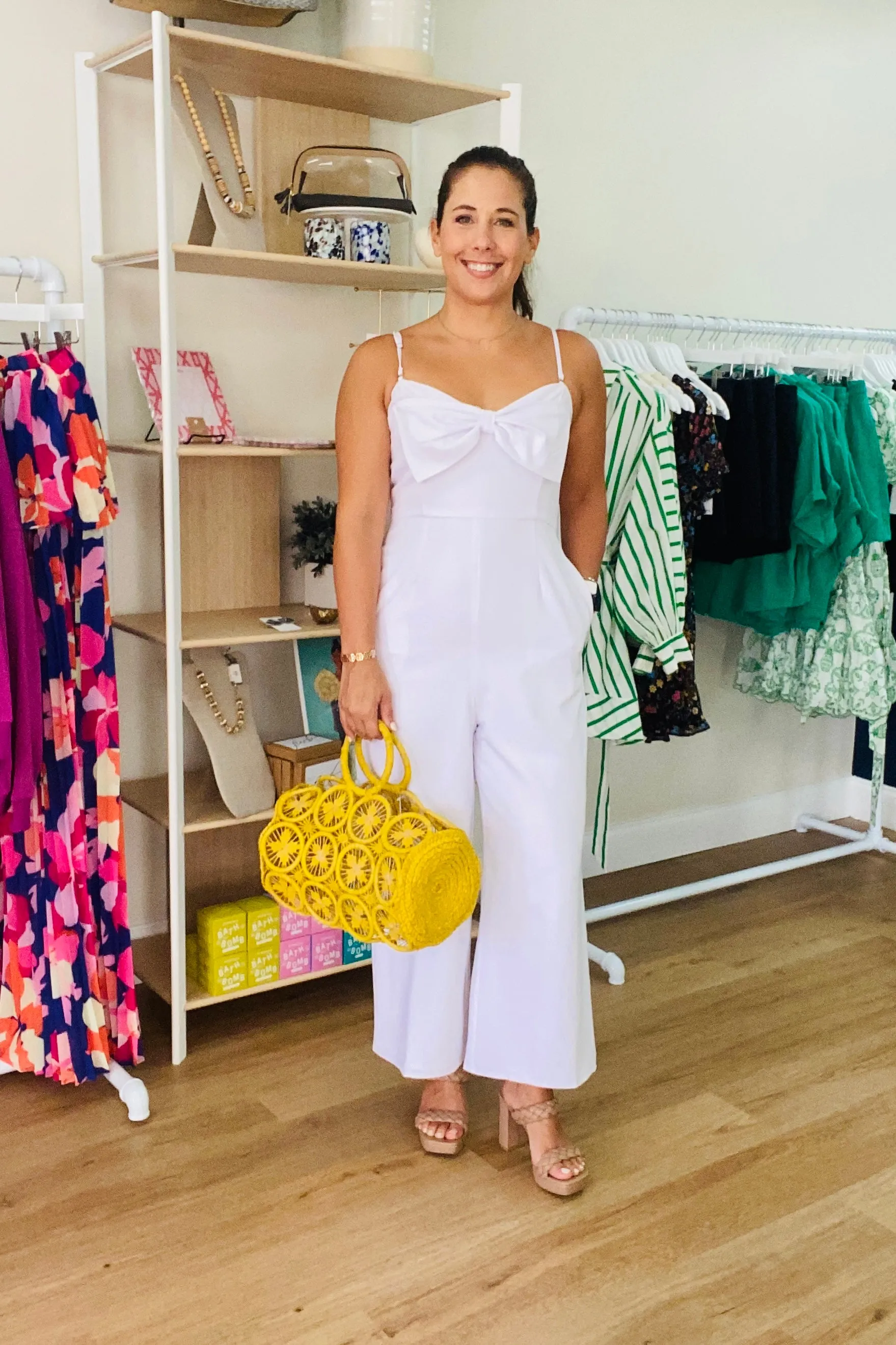 White Bow Tie Jumpsuit