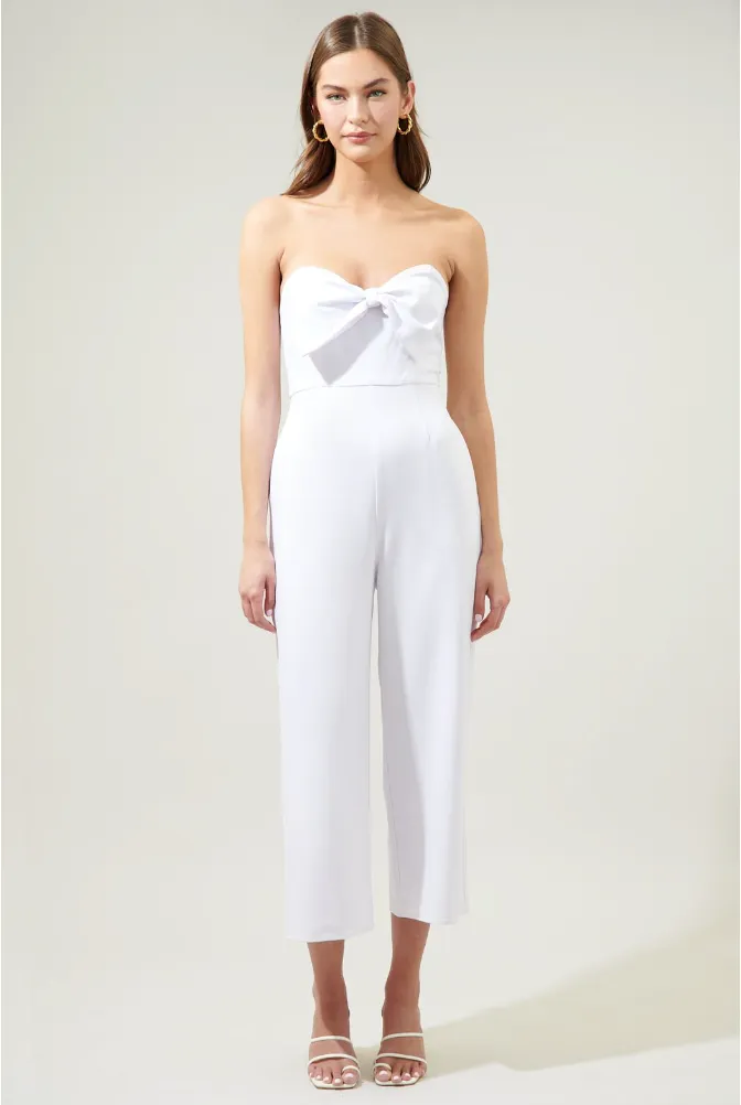 White Bow Tie Jumpsuit