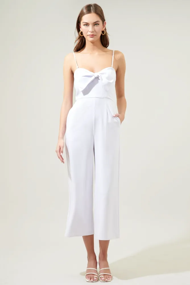 White Bow Tie Jumpsuit