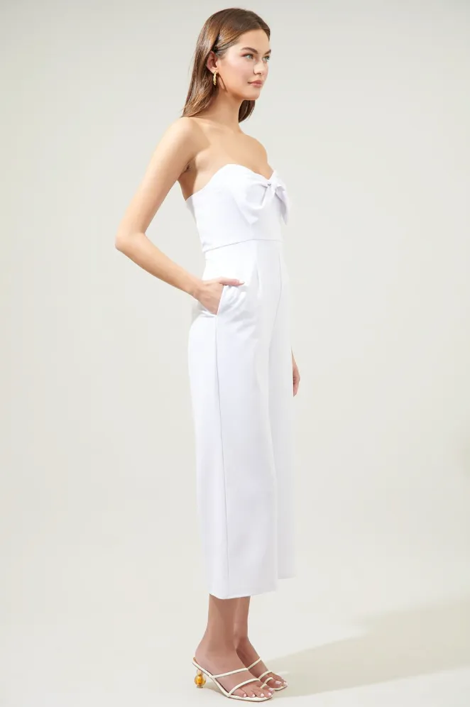 White Bow Tie Jumpsuit