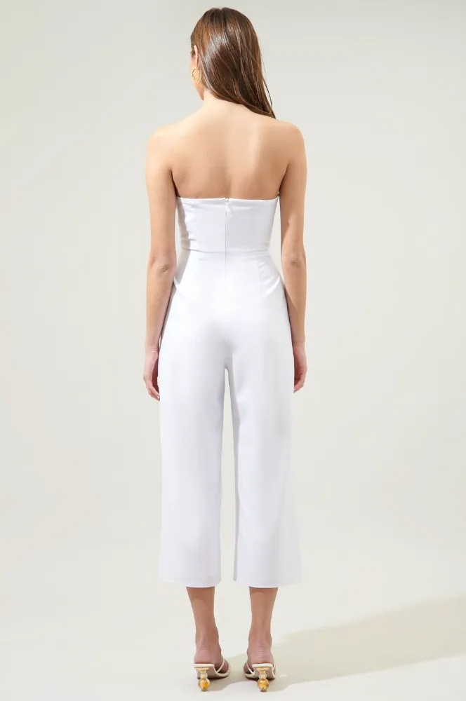 White Bow Tie Jumpsuit