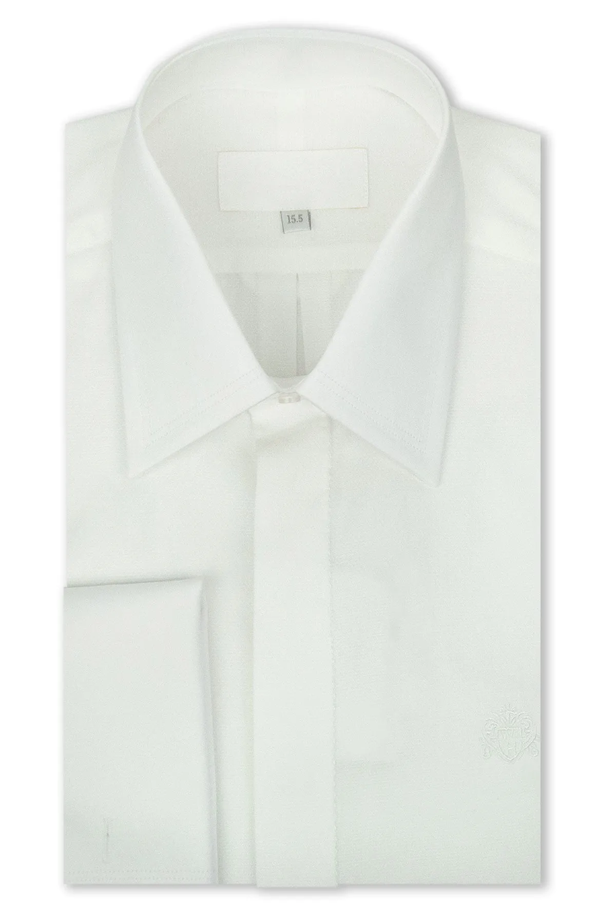 White Forward Point Collar Shirt with Subtle Birdseye Pattern